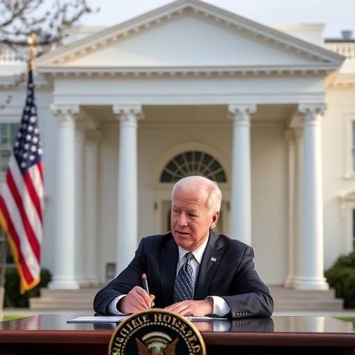 Il Presidente americano Biden che firma un decreto legge alla Casa Bianca.