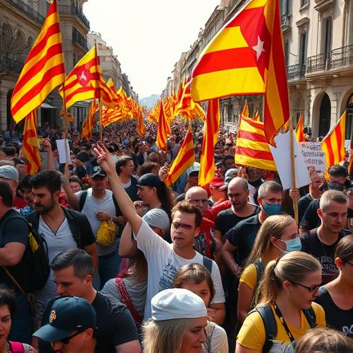 Manifestazione a Barcellona per l'indipendenza della Catalogna