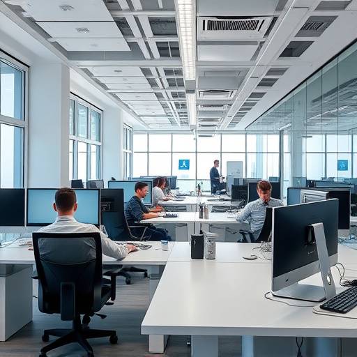 Uffici moderni con persone che lavorano al computer