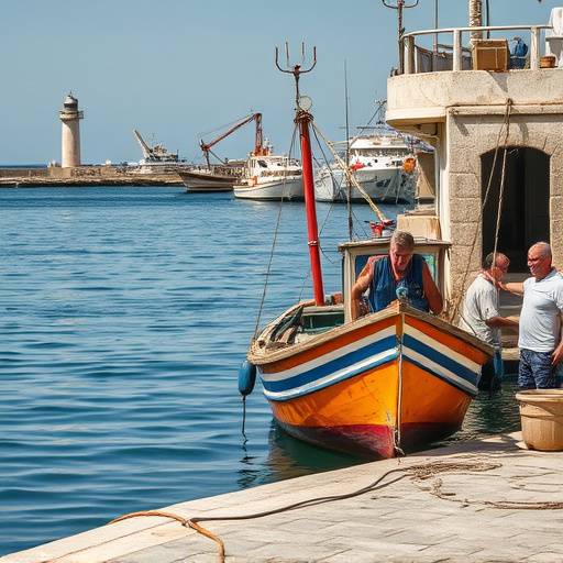 Un pescatore che lavora nel porto di Mazara del Vallo