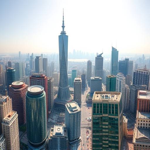 Vista panoramica di Shanghai, simbolo della crescita economica cinese